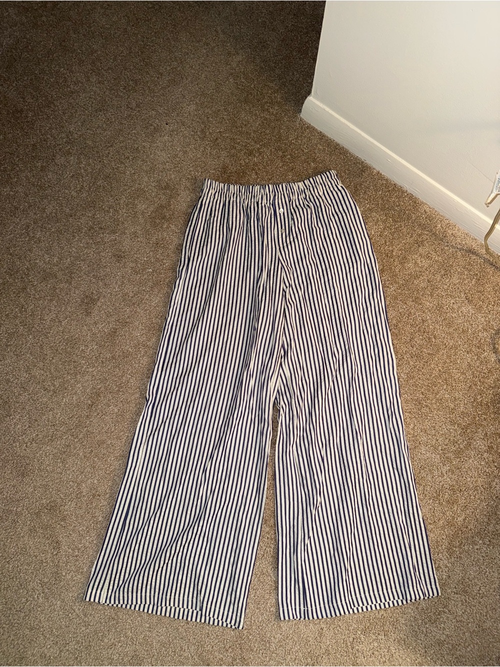 Sincerly Jules Navy and White Striped Wide Leg Pants